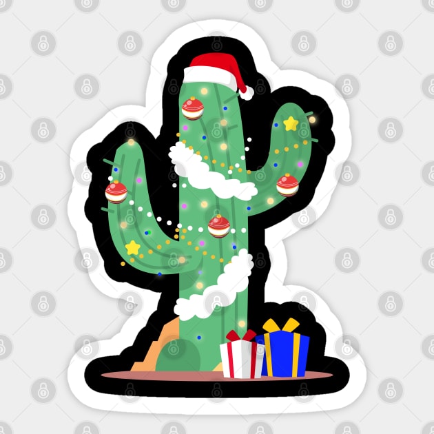 Funny Cactus Christmas Tree Desert Decorated Gifts Sticker by interDesign